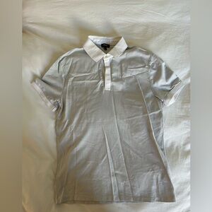 Express white and green polo, small s